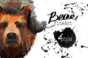Set bear portraits .4 styles