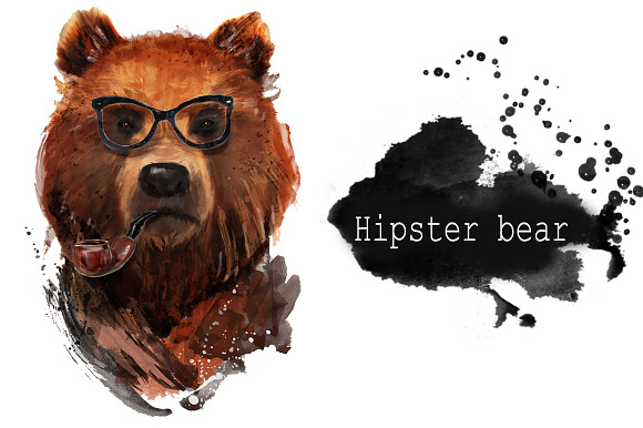 Set bear portraits .4 styles in Illustrations - product preview 2