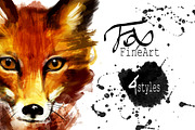 Set fox portraits .4 styles