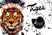 Set tiger portraits .4 styles