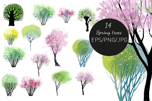 Spring watercolor landscape in Illustrations - product preview 1