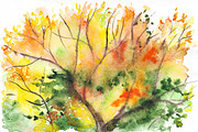 Watercolor autumn foliage background