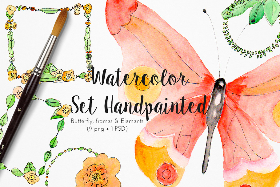 Watercolor set handpainted butterfly in Illustrations - product preview 8
