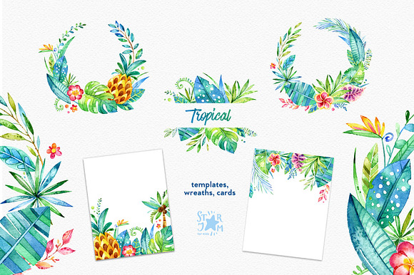 Tropical. Watercolour collection in Illustrations - product preview 1