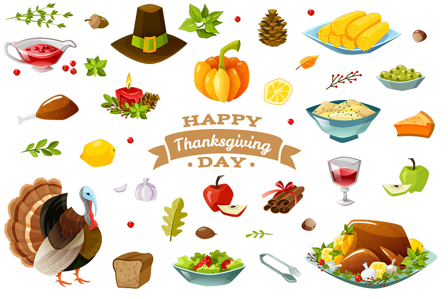 Happy thanksgiving set in Illustrations - product preview 8