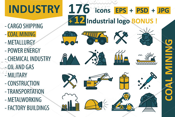 Industrial icon big set in Illustrations - product preview 1