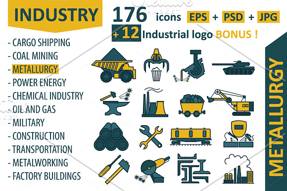 Industrial icon big set in Illustrations - product preview 2