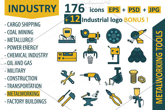 Industrial icon big set in Illustrations - product preview 9