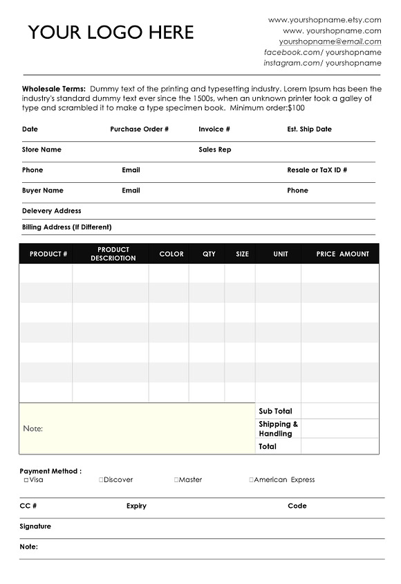 Wholesale Order Form in Stationery Templates - product preview 1