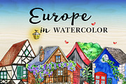 European Houses in watercolor
