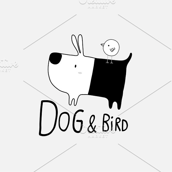 Dog & Bird logo in Illustrations - product preview 1
