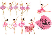 Pink ballet.watercolor