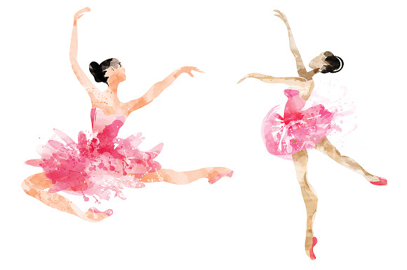 Pink ballet.watercolor in Illustrations - product preview 1