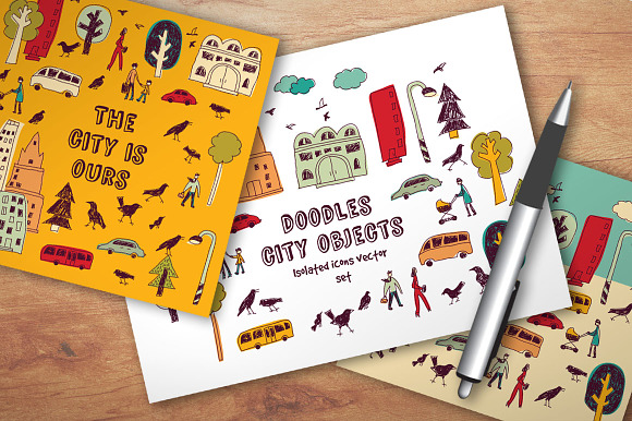 Doodles city vector set in Illustrations - product preview 3