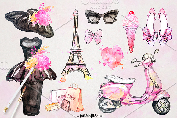 Paris Fashion Clipart in Illustrations - product preview 1