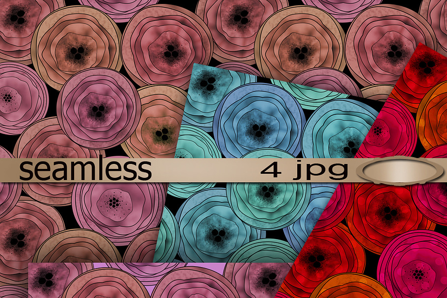 Seamless textile patterns - roses. 