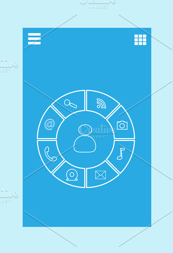 Mobile interface flat blue in Mobile & Web Mockups - product preview 1