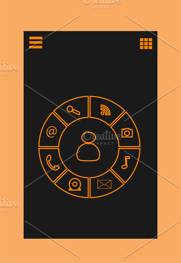 Mobile interface flat orange in Mobile & Web Mockups - product preview 1