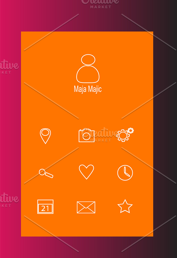 Mobile interface flat orange color in Mobile & Web Mockups - product preview 1