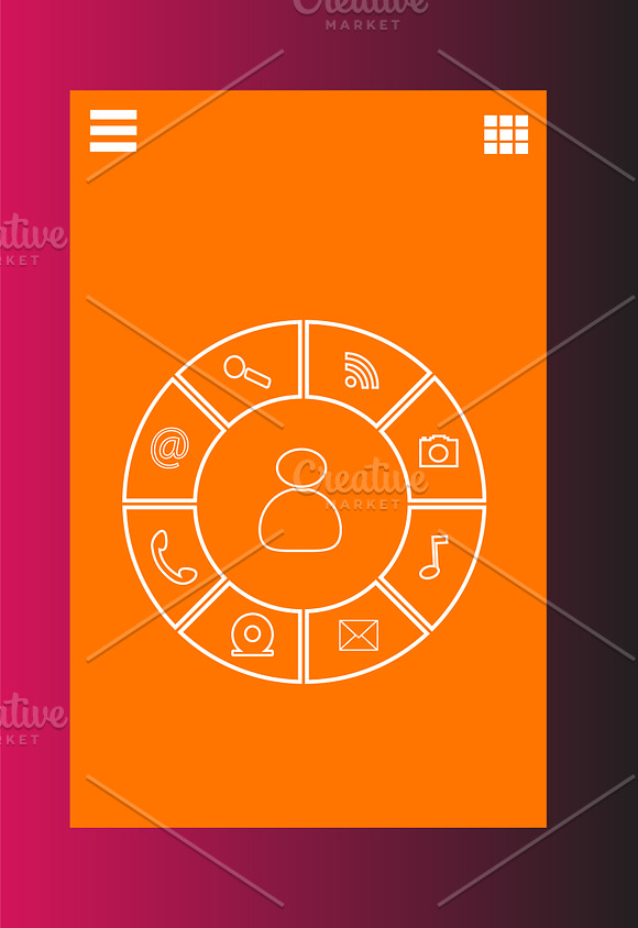 Mobile interface flat orange color in Mobile & Web Mockups - product preview 2