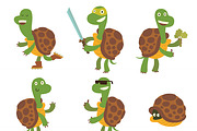 Cartoon turtles vector set.