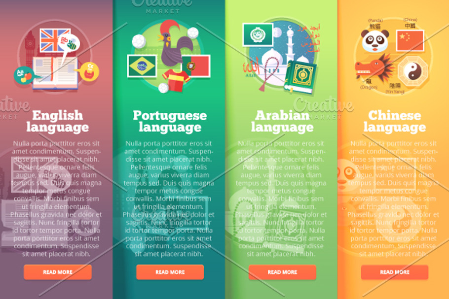 Foreign language education banners in Illustrations - product preview 8