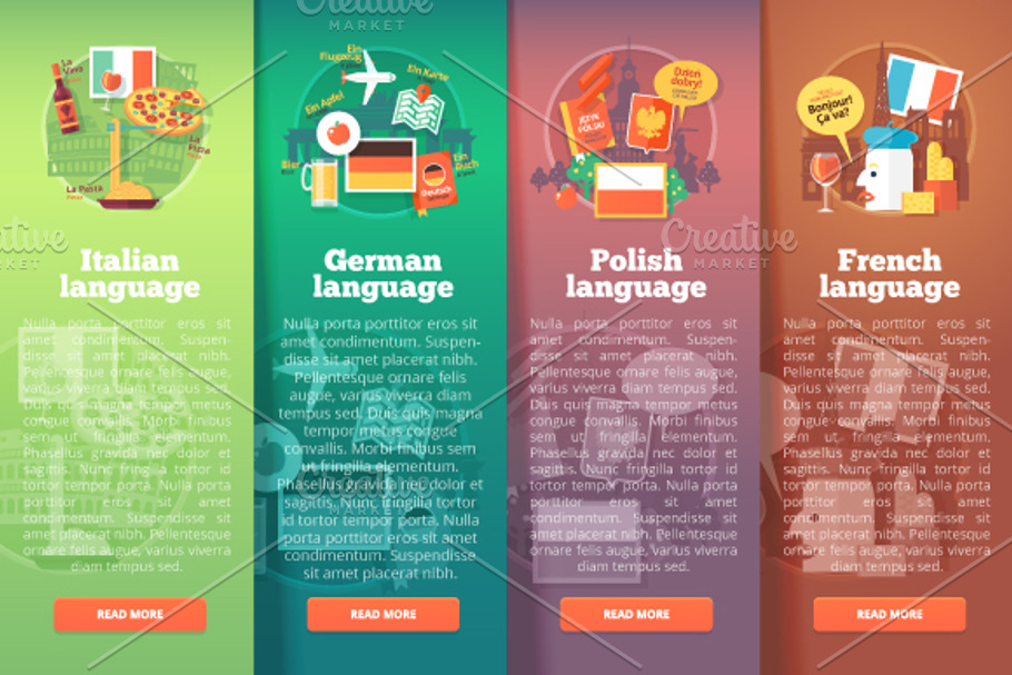 Foreign language education banners in Illustrations - product preview 8