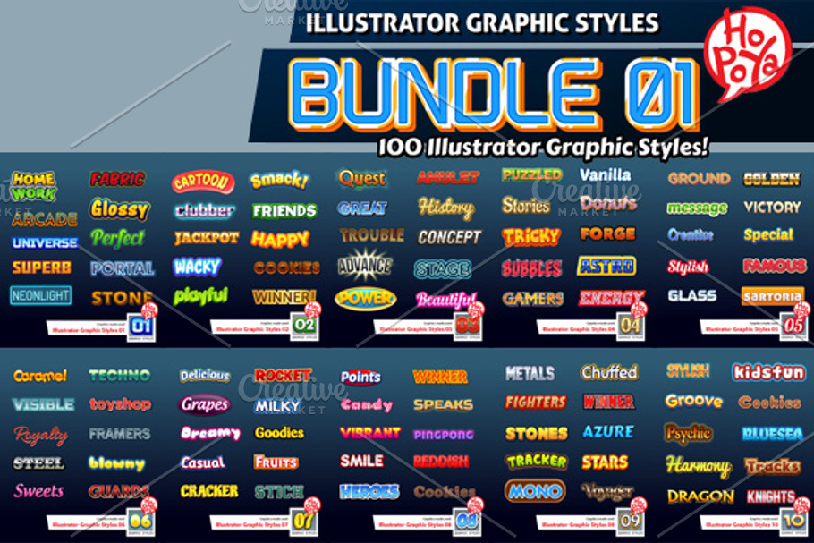 Illustrator Graphic Styles Bundle 01 in Photoshop Layer Styles - product preview 8