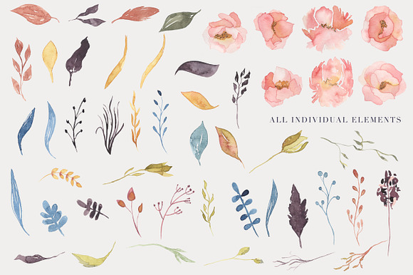 Watercolor Floral Clipart - Motley in Illustrations - product preview 1
