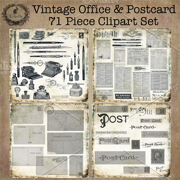 Vintage Office & Postcard Clipart in Illustrations - product preview 4