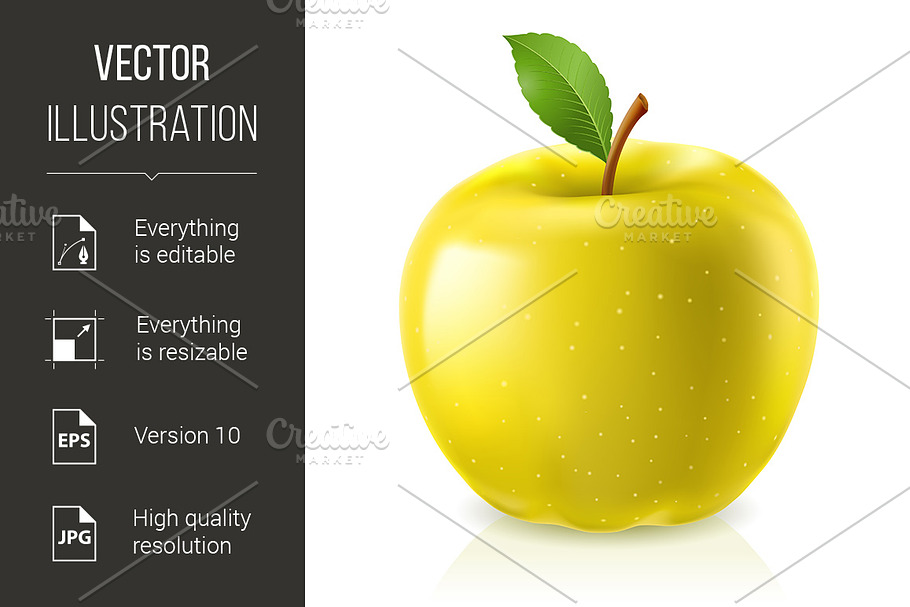 Yellow apple in Graphics - product preview 8