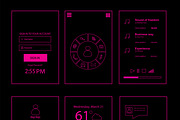 Mobile interface neon pink color