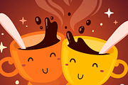 Smiling cups of coffee
