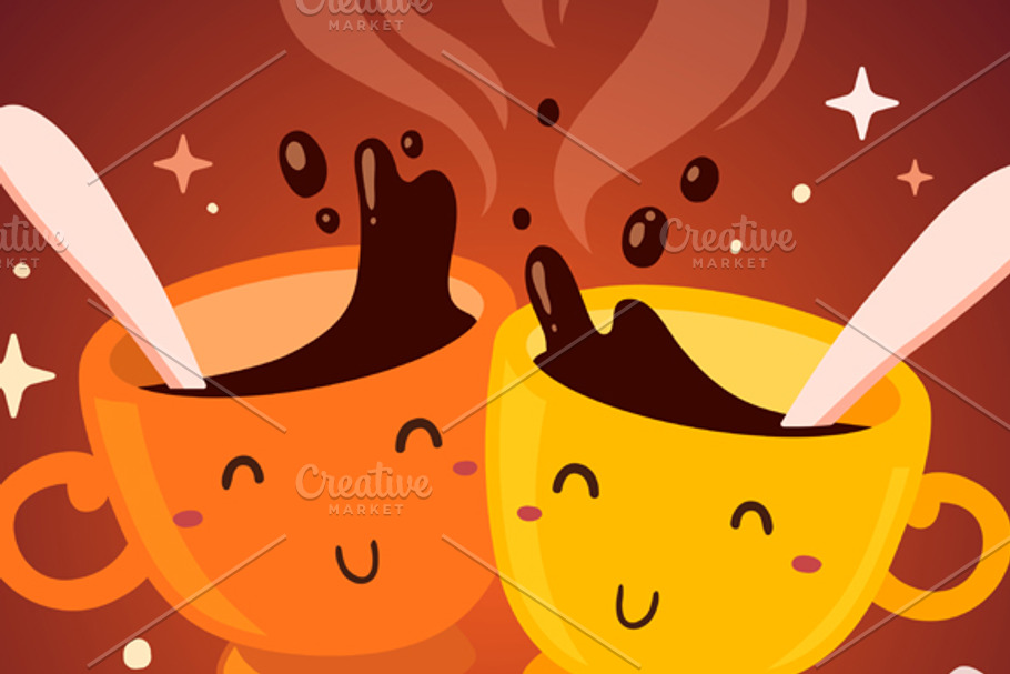 Smiling cups of coffee in Illustrations - product preview 8