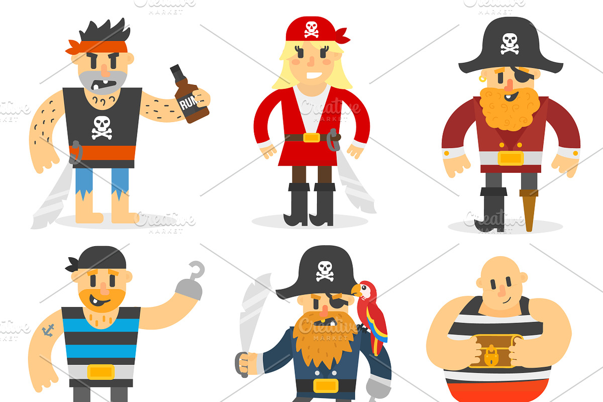 Cartoon pirates vector set in Illustrations - product preview 8