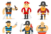 Cartoon pirates vector set