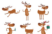 Cartoon deer vector set