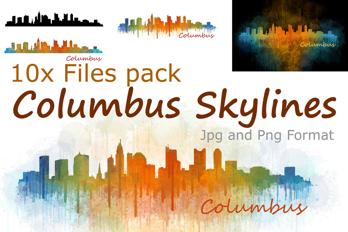 10x files Pack Columbus Skylines in Illustrations - product preview 8