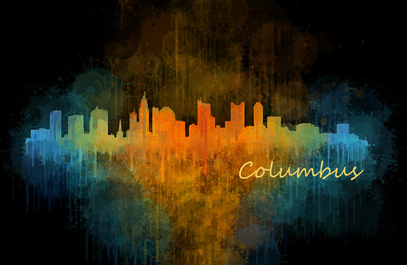 10x files Pack Columbus Skylines in Illustrations - product preview 5