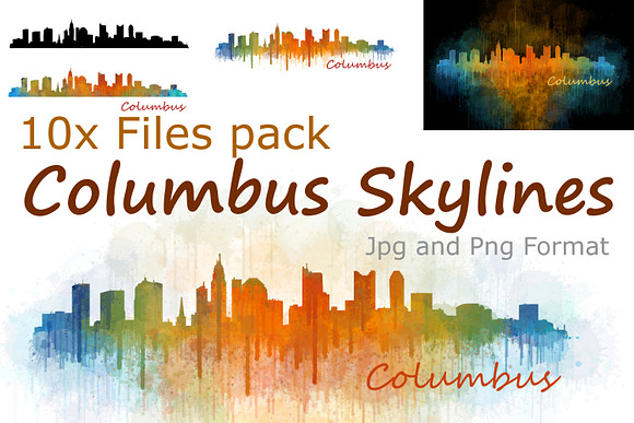 10x files Pack Columbus Skylines in Illustrations - product preview 6