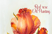 Beautiful rose, oil painting 