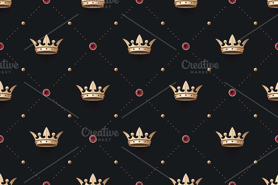 Seamless pattern with king crown in Patterns - product preview 8