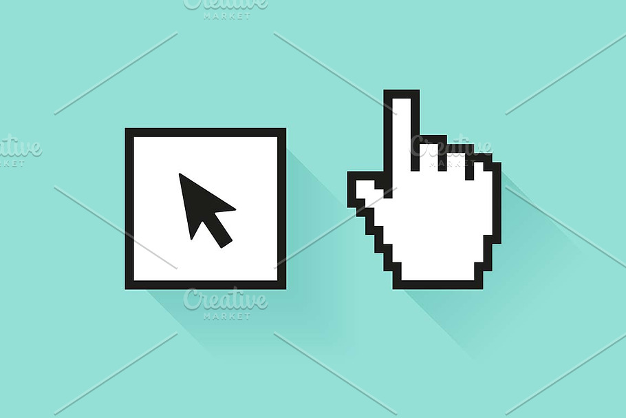 Pixel hand & cursor arrow