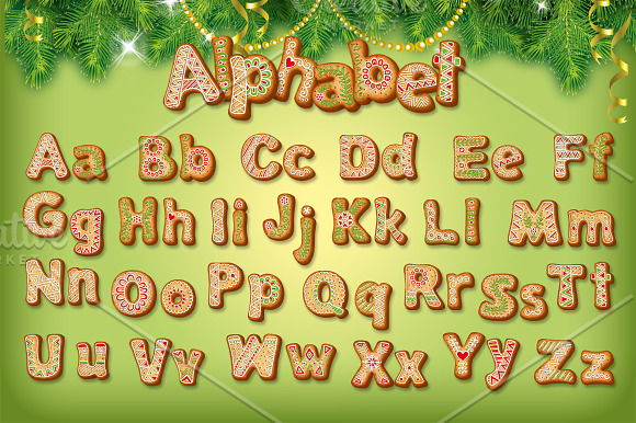 Christmas Gingerbread alphabet in Christmas Fonts - product preview 1