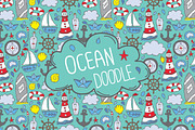Doodle ocean seamless patterns