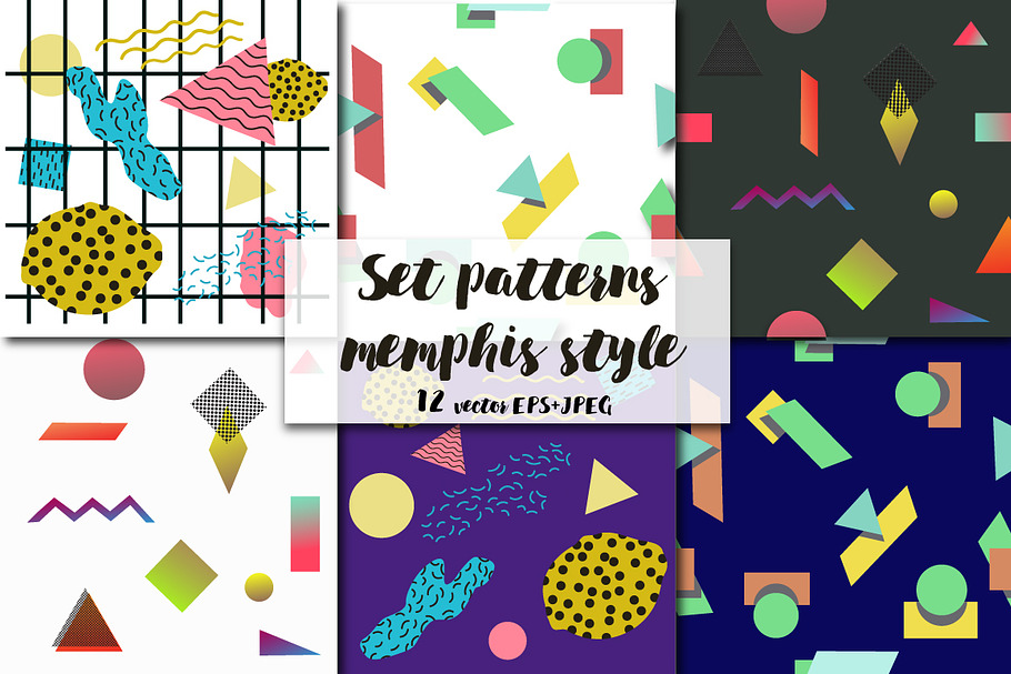  set patterns memphis style in Patterns - product preview 8