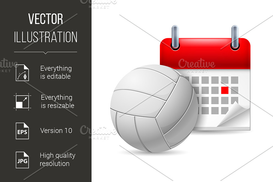 Volleyball and calendar in Graphics - product preview 8