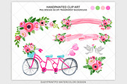Pink wedding bicycle grapchic 