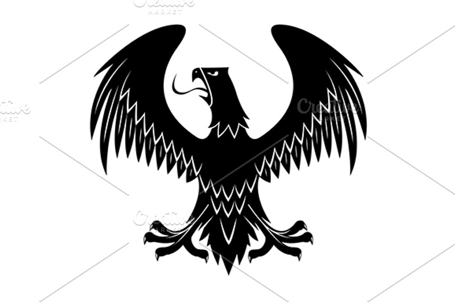 Medieval black eagle heraldic icon in Graphics - product preview 8