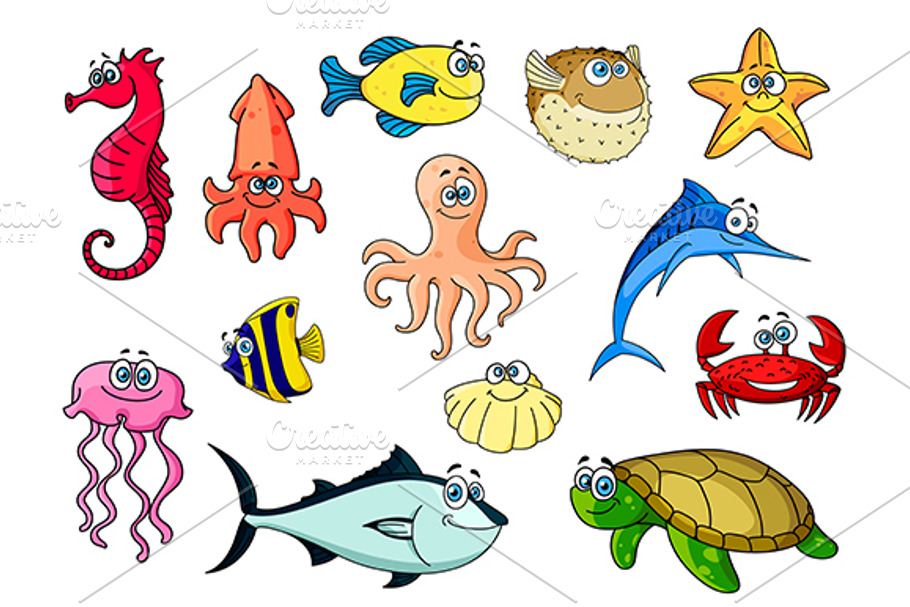 Tropical fishes, turtle and shells in Graphics - product preview 8